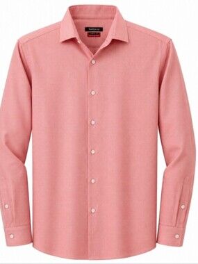 Van Heusen Men’s Coral-Pink Long Sleeve Dress Shirt Slim Fit 16.5 L/G